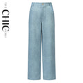 High-Waisted Light Wash Wide-Leg Denim Pants