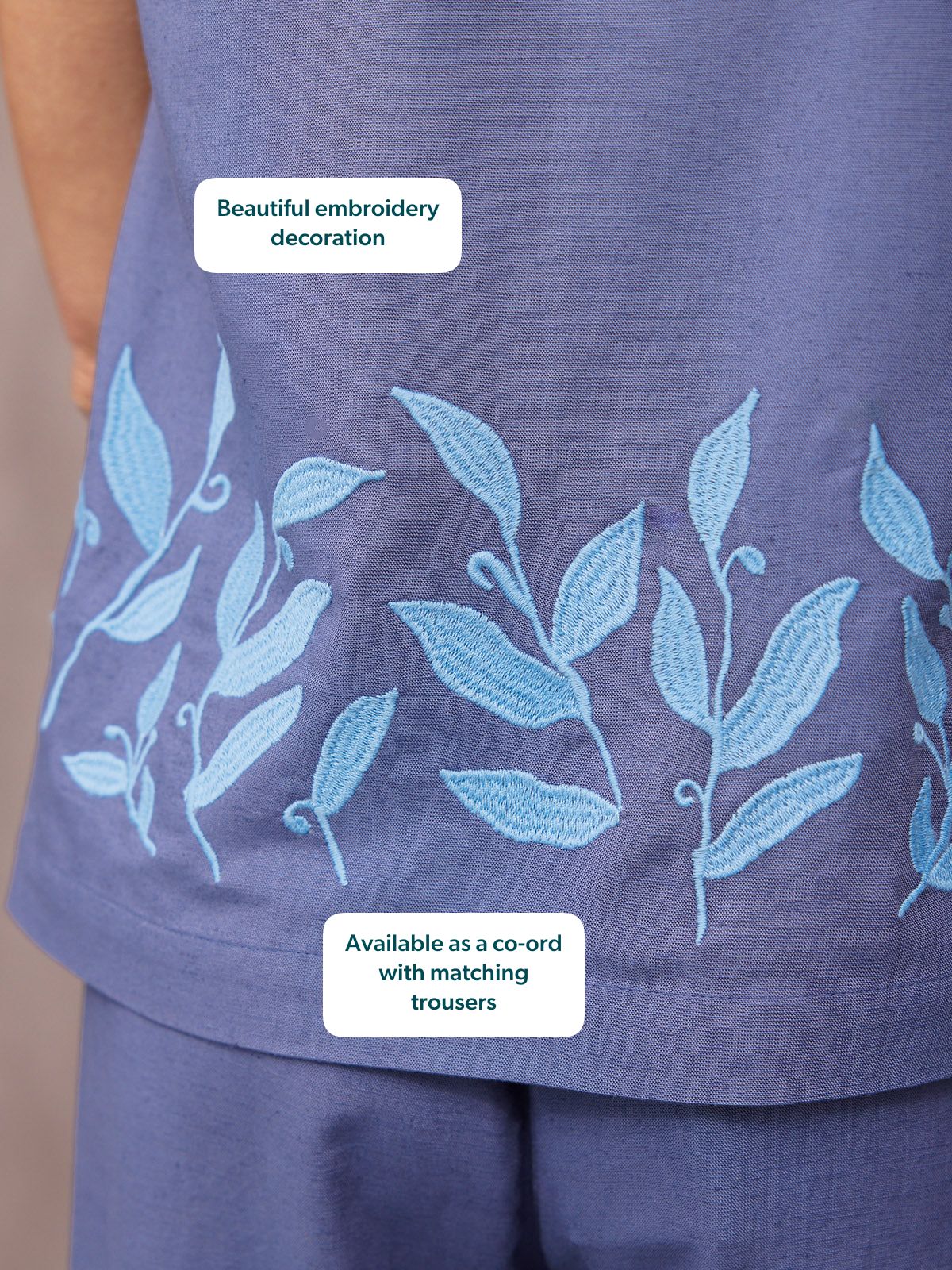 Violet Embroidered Sleeveless Top - Blue