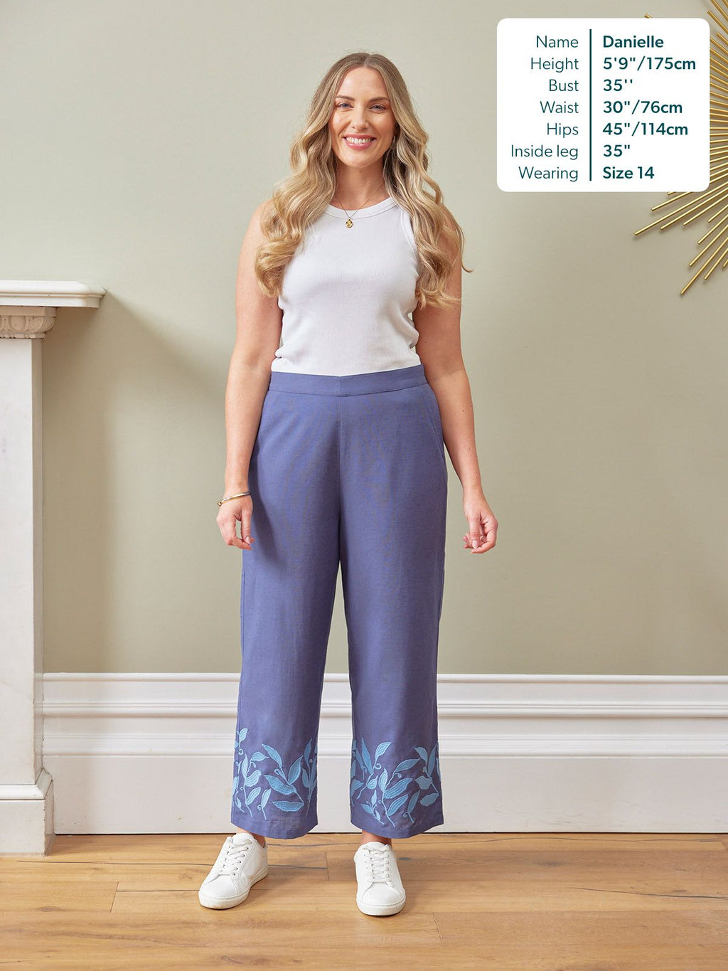 Verity Embroidered Trouser - Blue