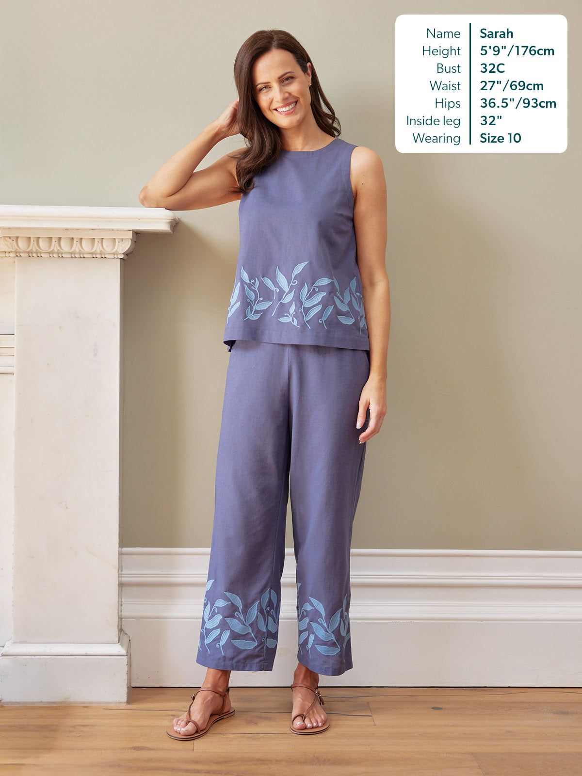 Verity Embroidered Trouser - Blue