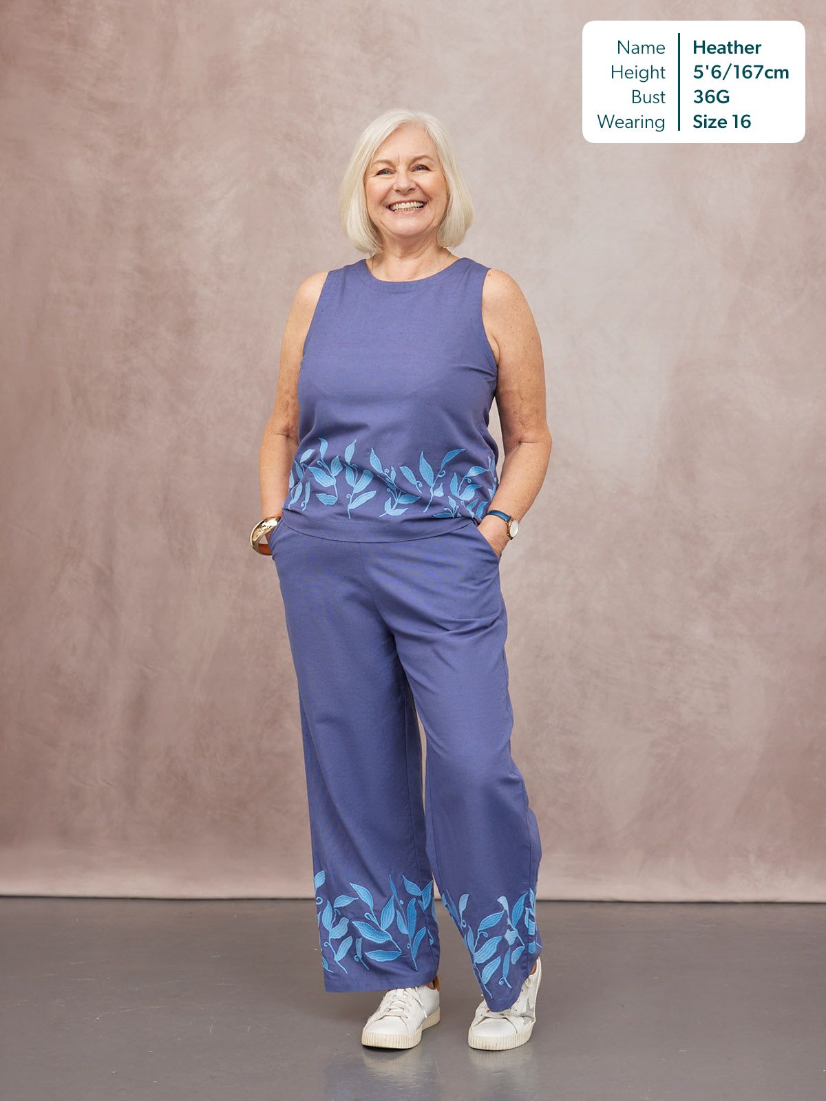 Verity Embroidered Trouser - Blue