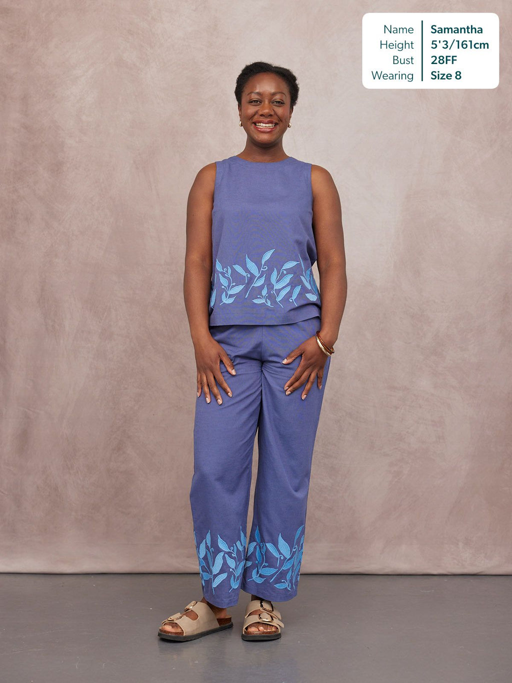 Verity Embroidered Trouser - Blue