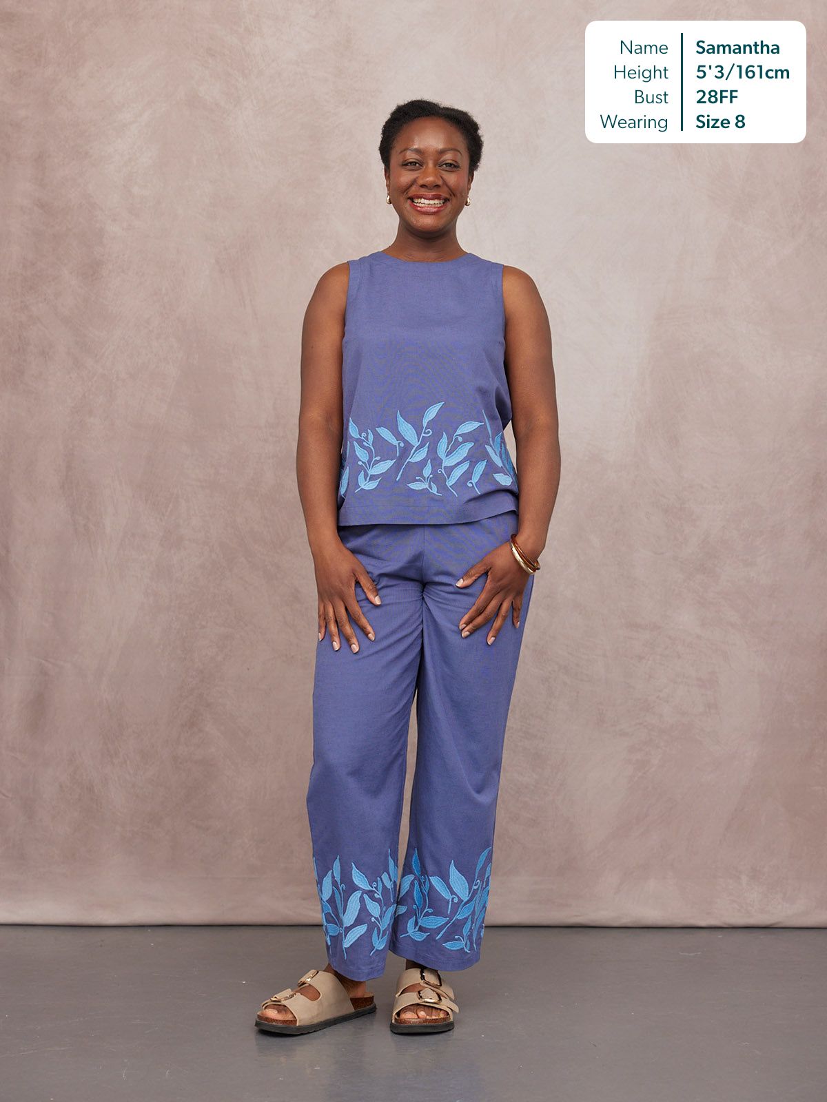Verity Embroidered Trouser - Blue