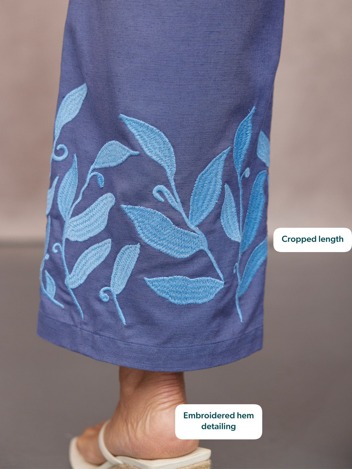 Verity Embroidered Trouser - Blue