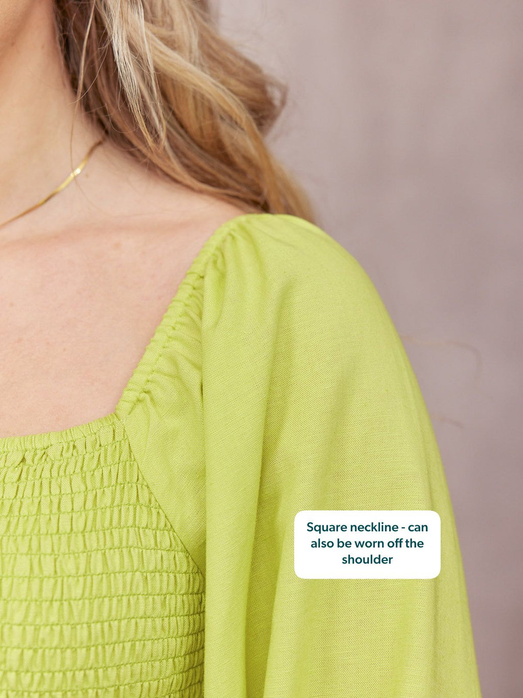 Sam Shirred Dress - Chartreuse