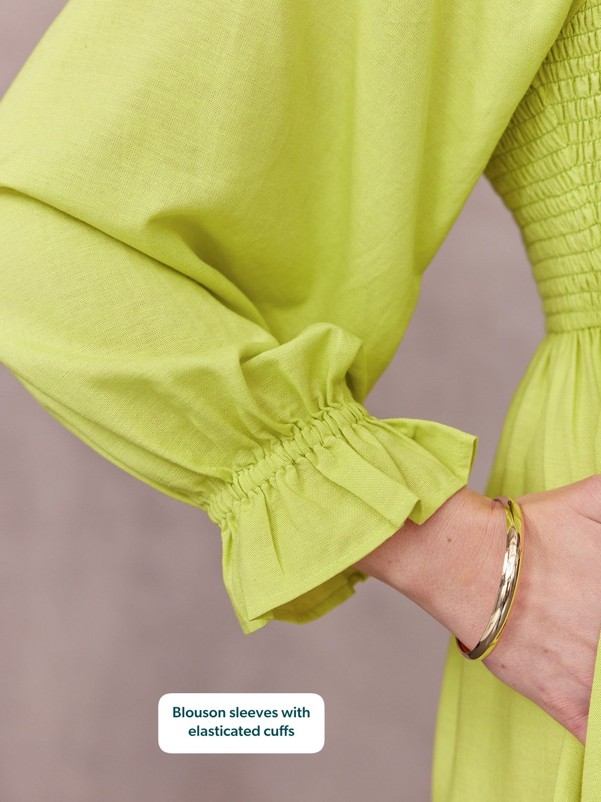 Sam Shirred Dress - Chartreuse
