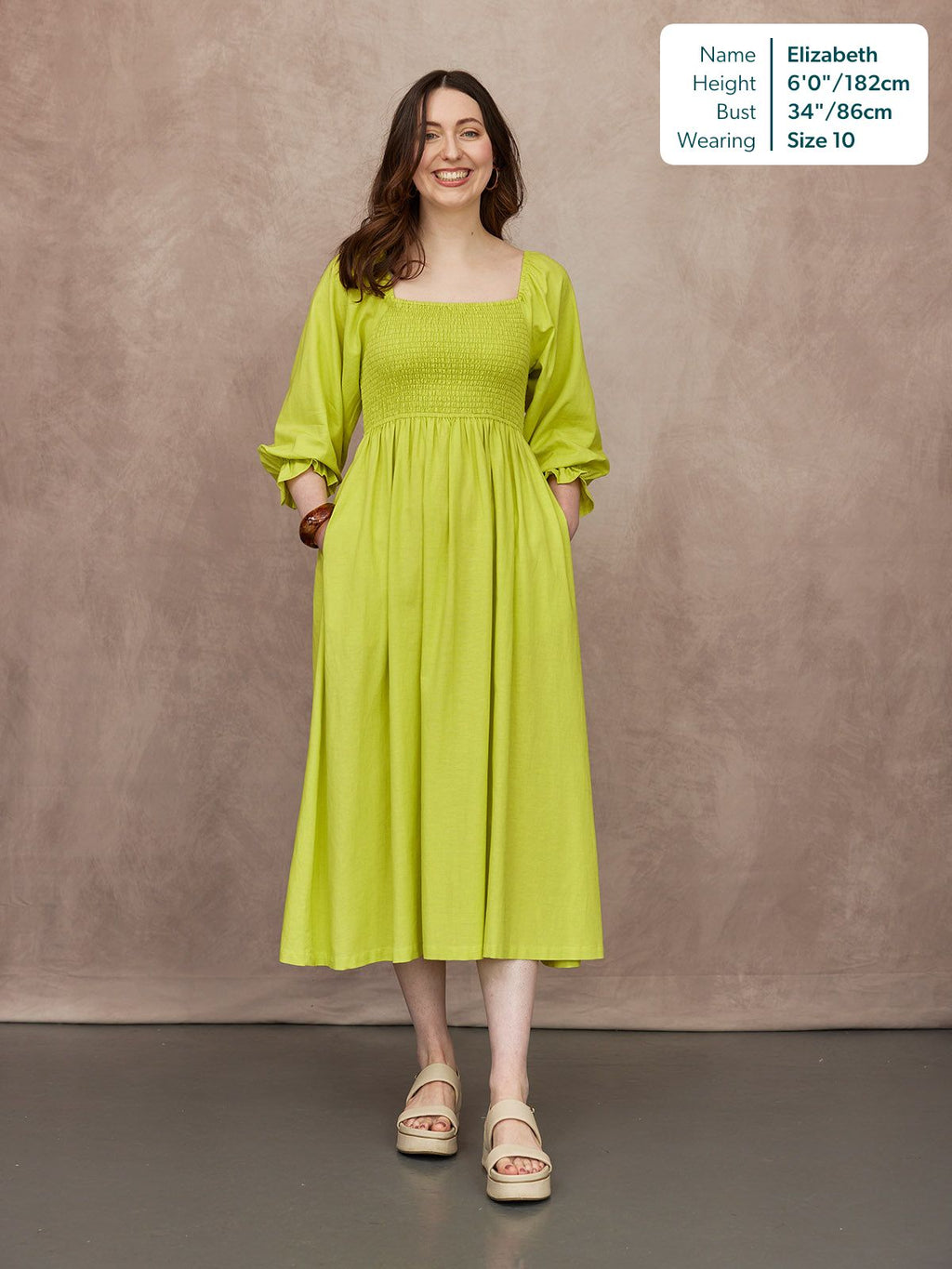 Sam Shirred Dress - Chartreuse
