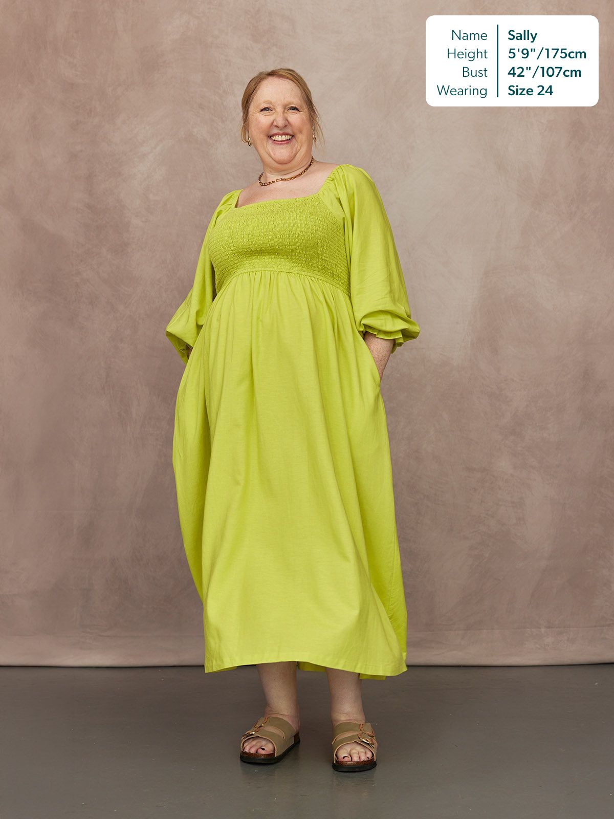 Sam Shirred Dress - Chartreuse