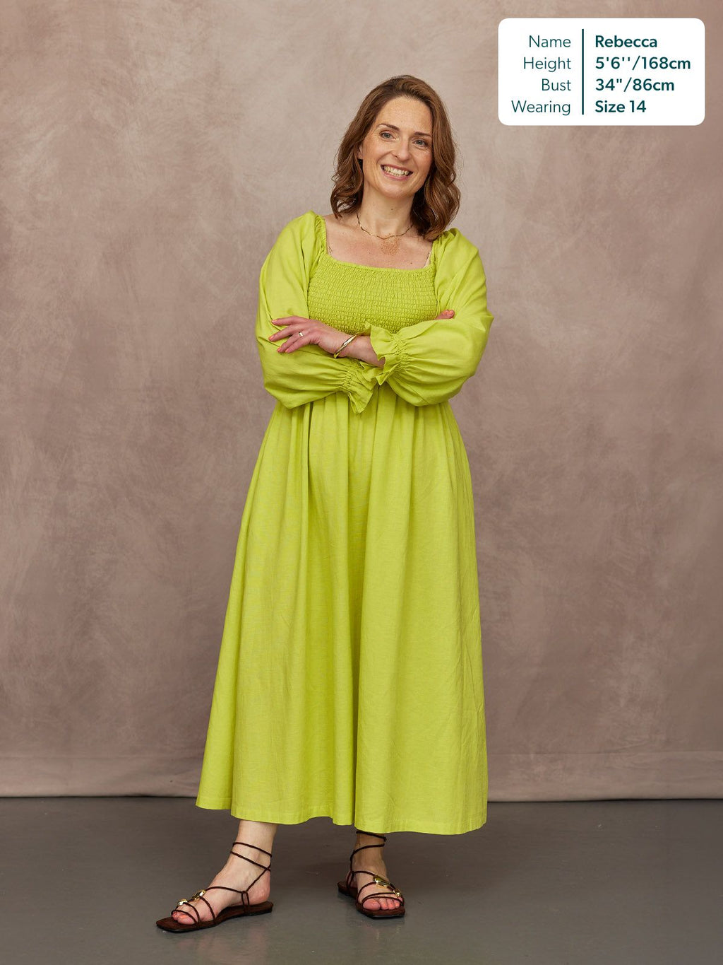Sam Shirred Dress - Chartreuse
