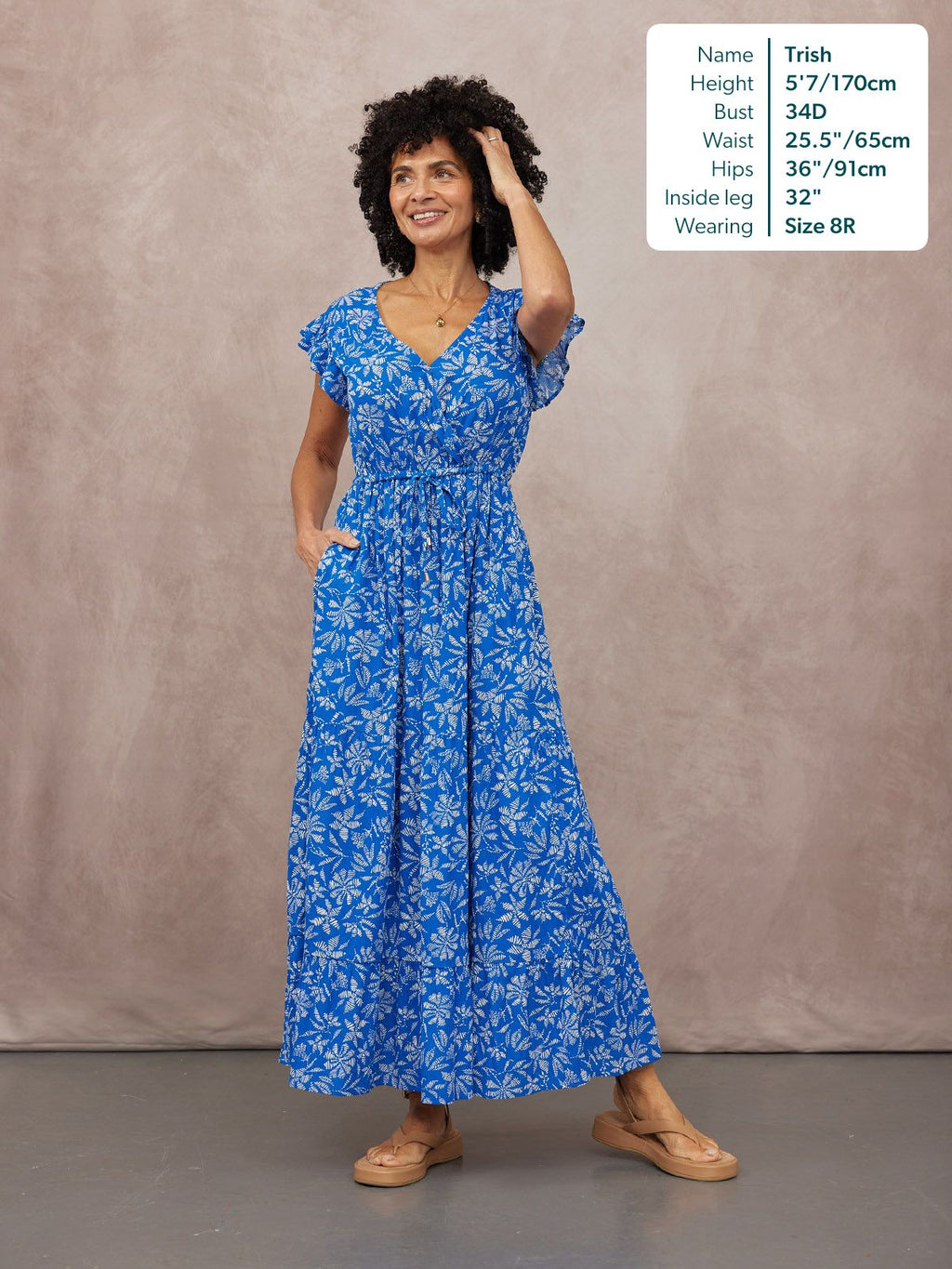 Susan Maxi Dress - Blue & White Floral Print