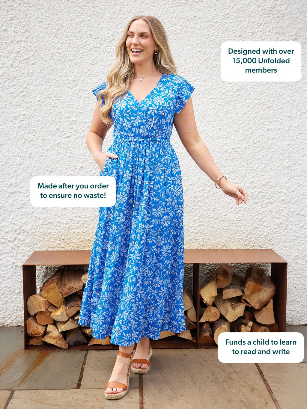 Susan Maxi Dress - Blue & White Floral Print