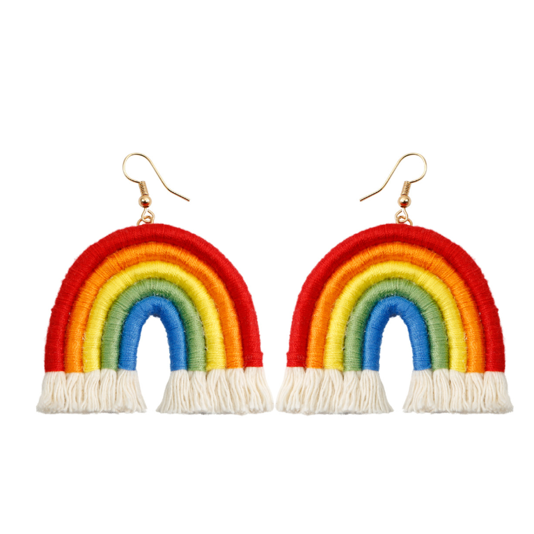 Bohemian Woven Rainbow Earrings