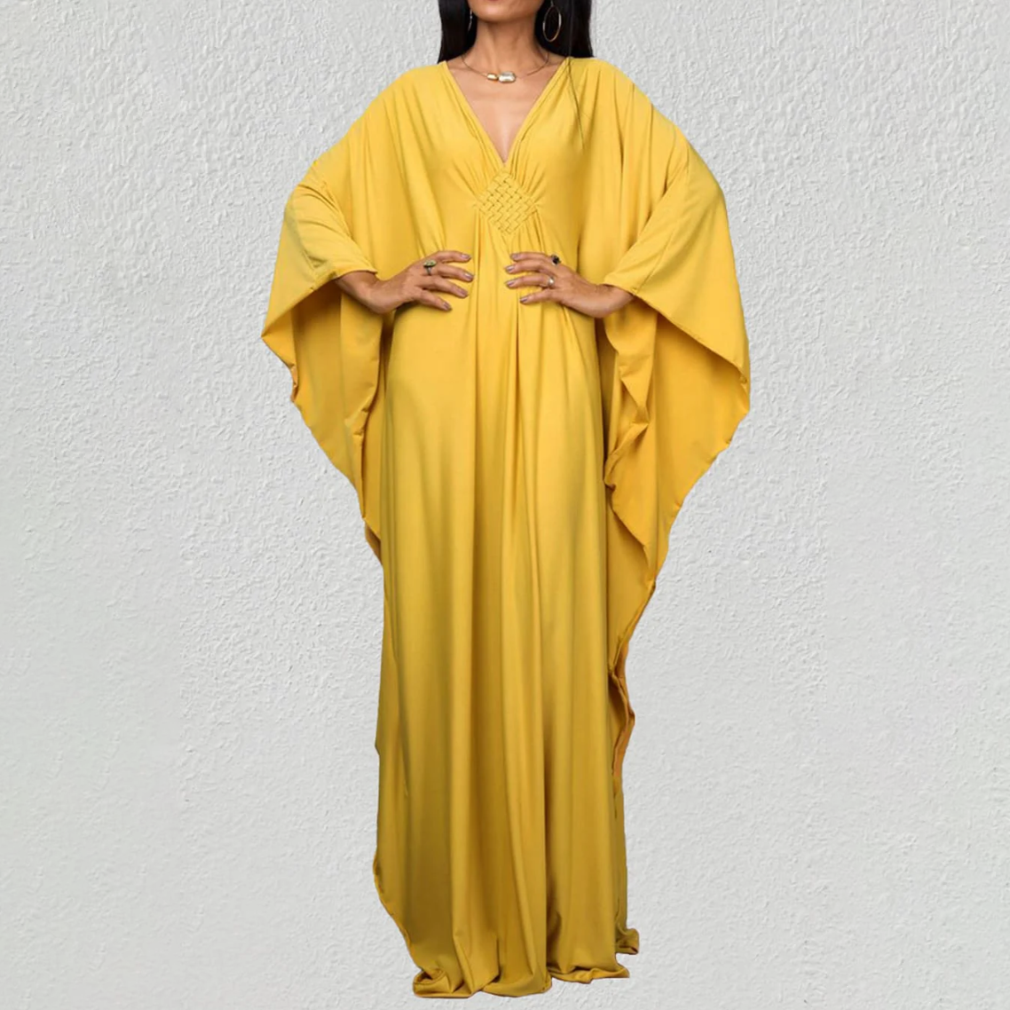 Batwing Ruched Kaftan Dress