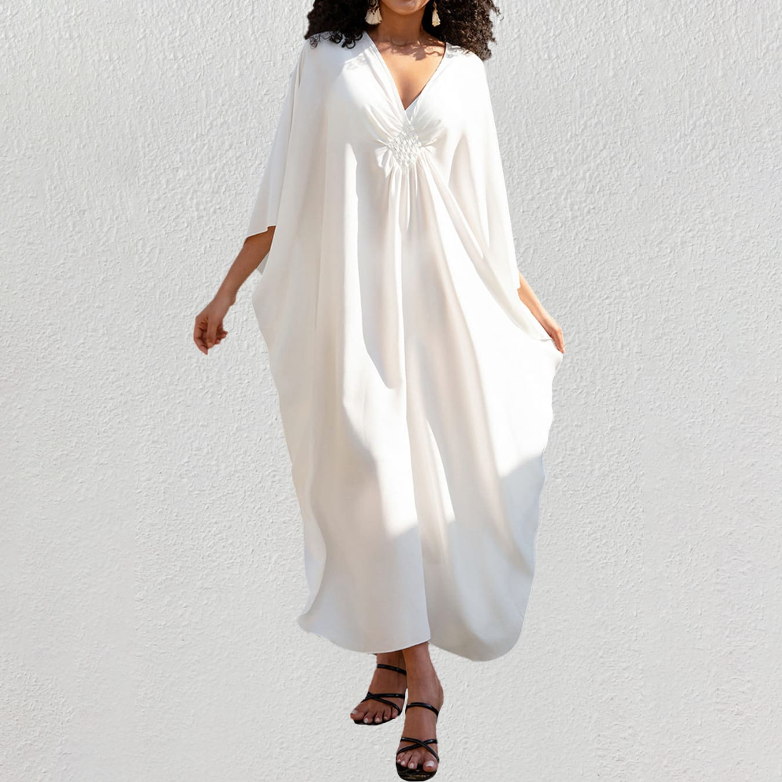 Batwing Ruched Kaftan Dress