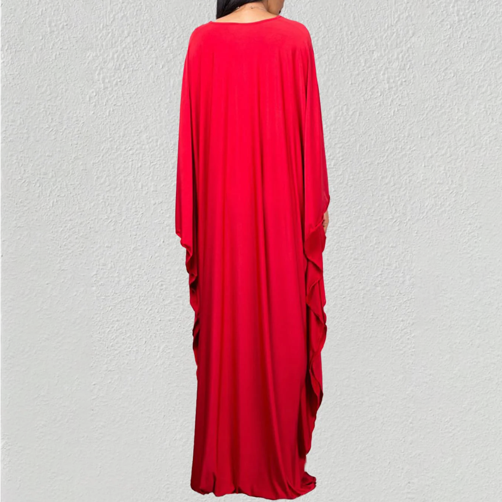 Batwing Ruched Kaftan Dress