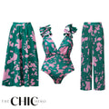 Indigo Chic Ruffled One Piece Swimsuit&Skirt&Pants